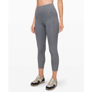 EUC - Lululemon Wunder Under Crop 23 Ribbed ” - Snow Washed/Washed Luna - size 4